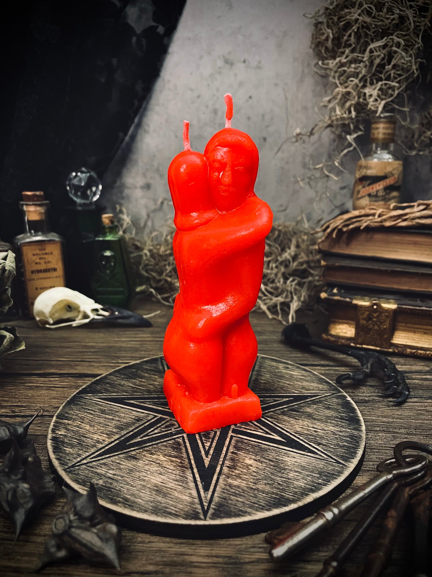 Embracing Couple Red Candle