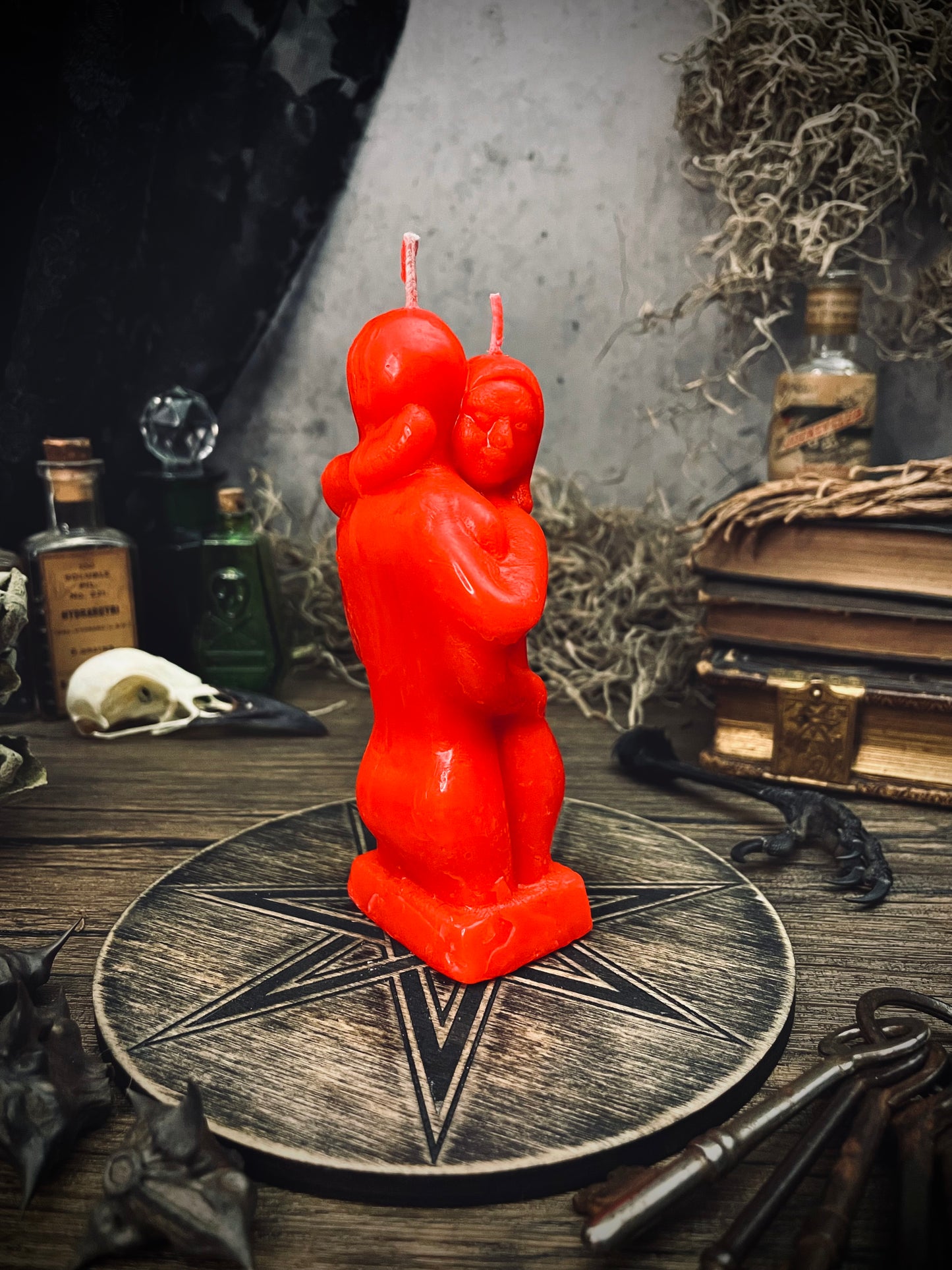 Embracing Couple Red Candle