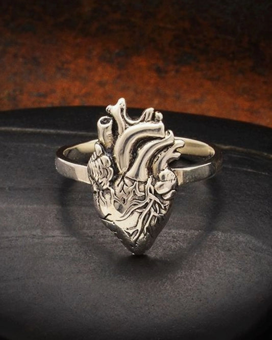 Sterling Silver Anatomical Heart Ring