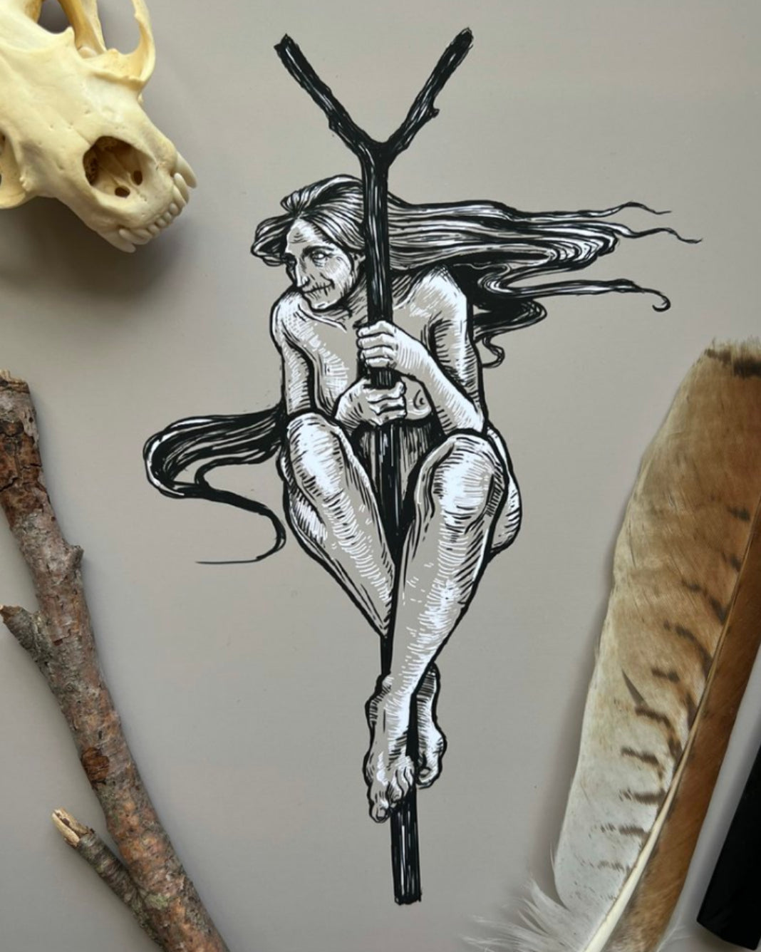 Hag Riding A Stang Print