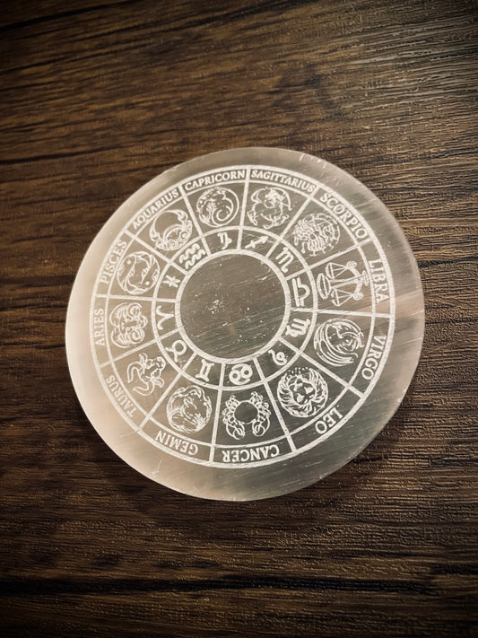 Selenite Zodiac Paten