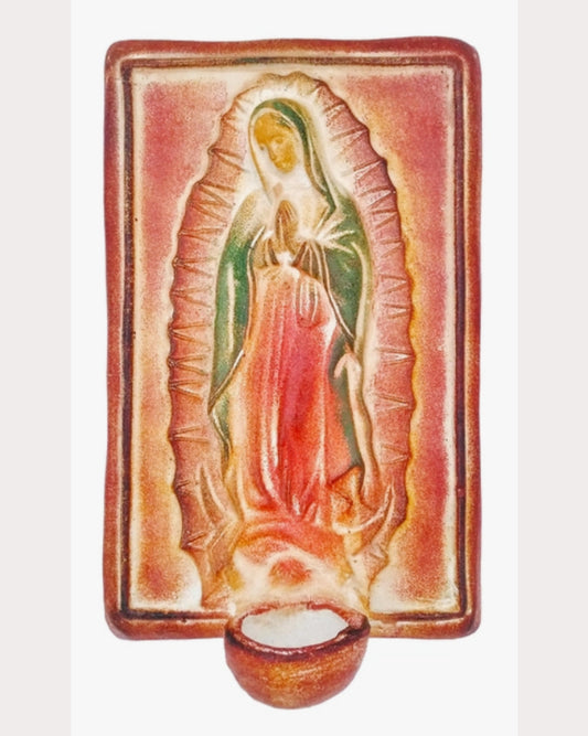 Guadalupe Wall Plaque with Candle Holder
