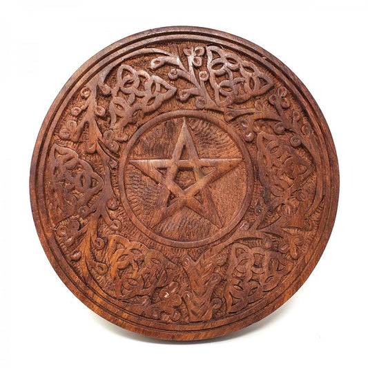 Carved Wood Pentagram Paten