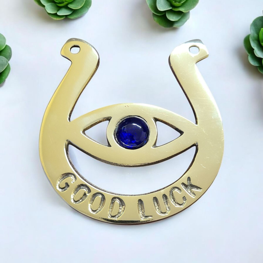 Brass Good Luck Horseshoe with Nazar