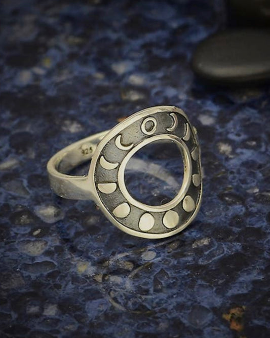Sterling Silver Moon Cycle Ring