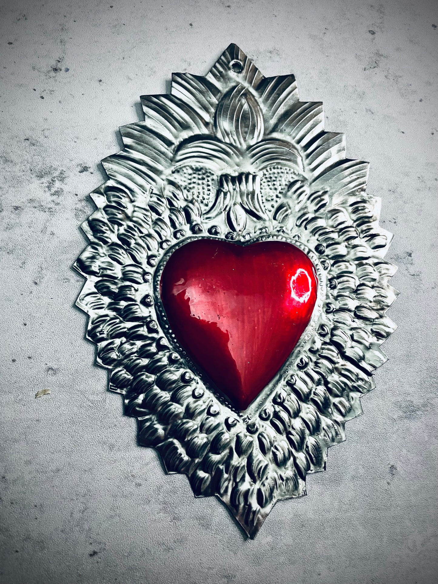 Large Tin Heart with Fleur-de-lis #9