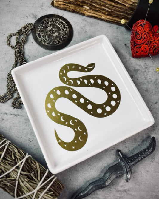 Square White Cosmic Snake Tray