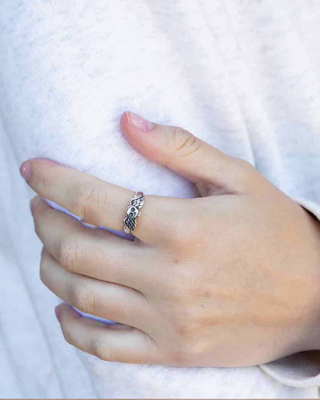 Sterling Silver Winged Skull Ring