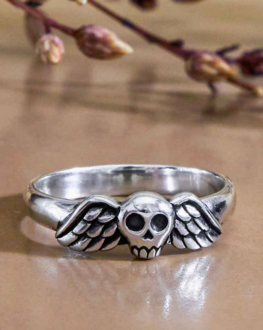 Sterling Silver Winged Skull Ring