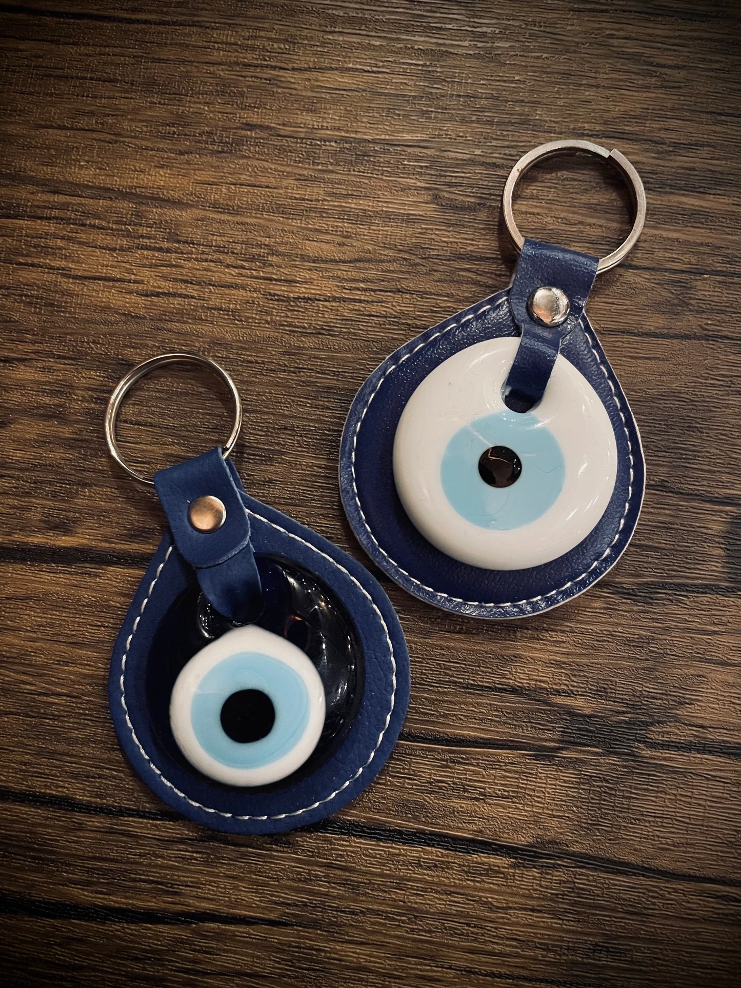 Leather Evil Eye Keychain