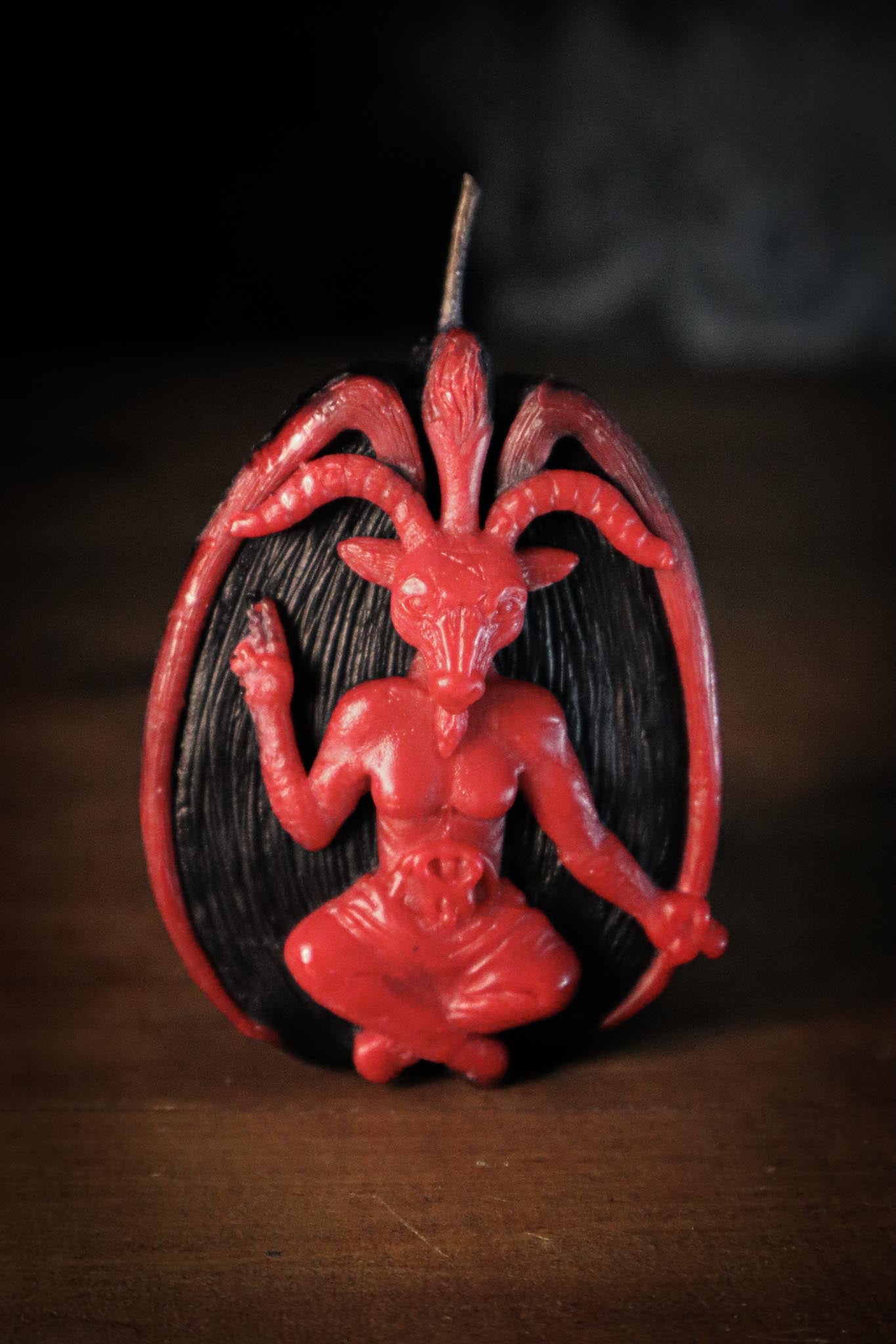 Baphomet Red and Black Candle