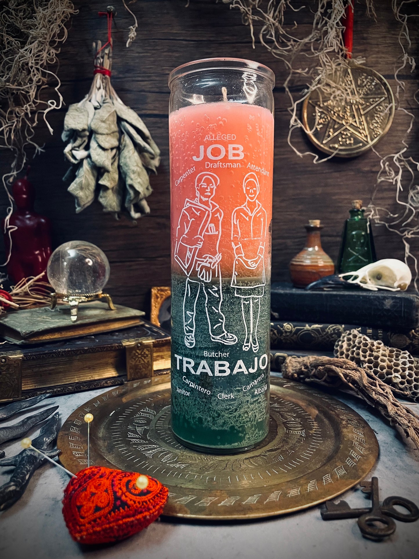 Job Pink/Green 7 Day Candle