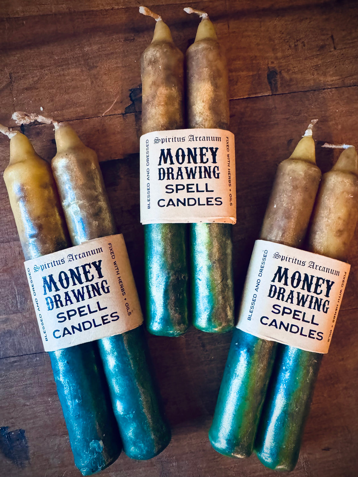 Money Drawing Spell Candle Set