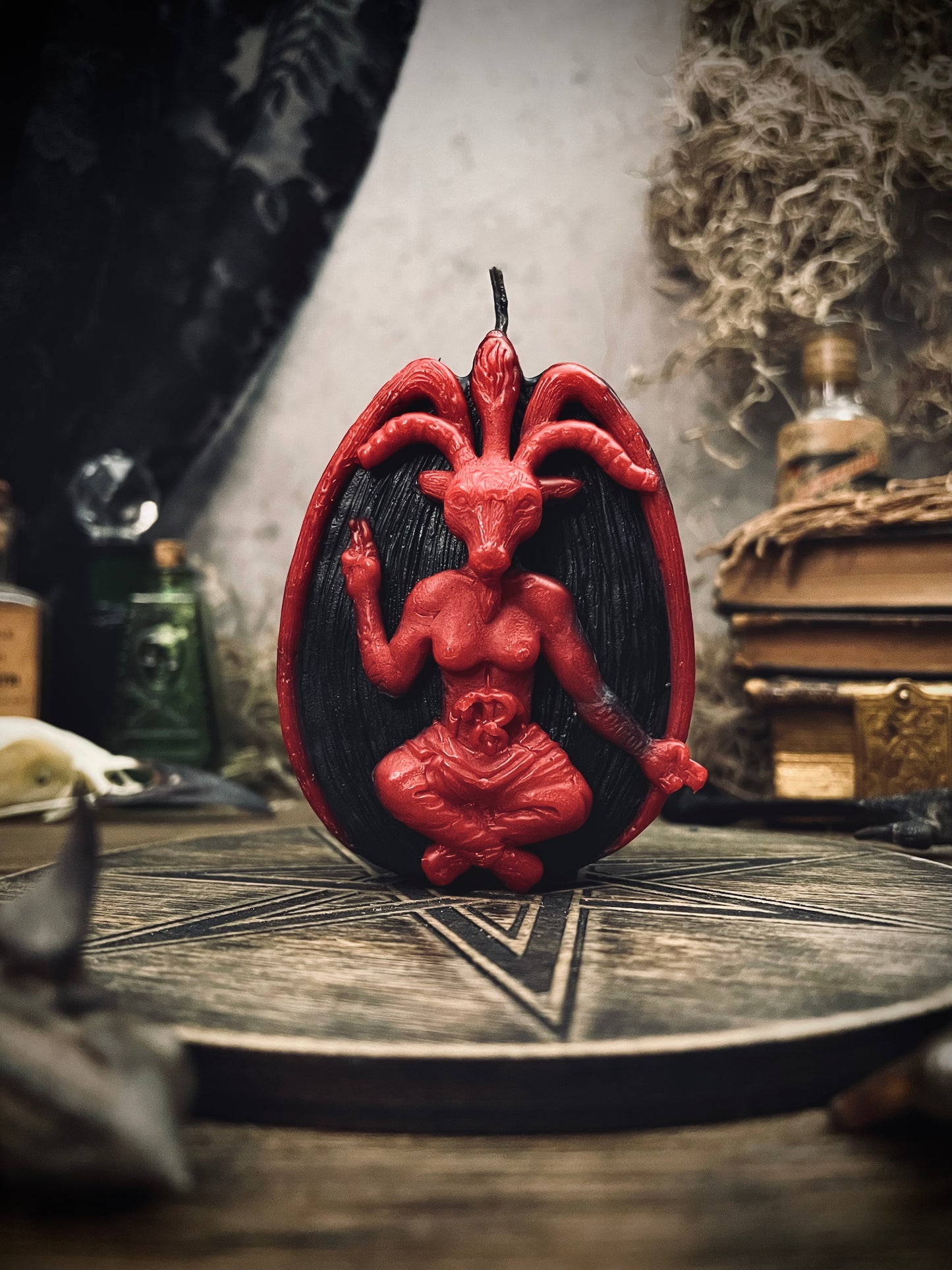 Baphomet Red and Black Candle
