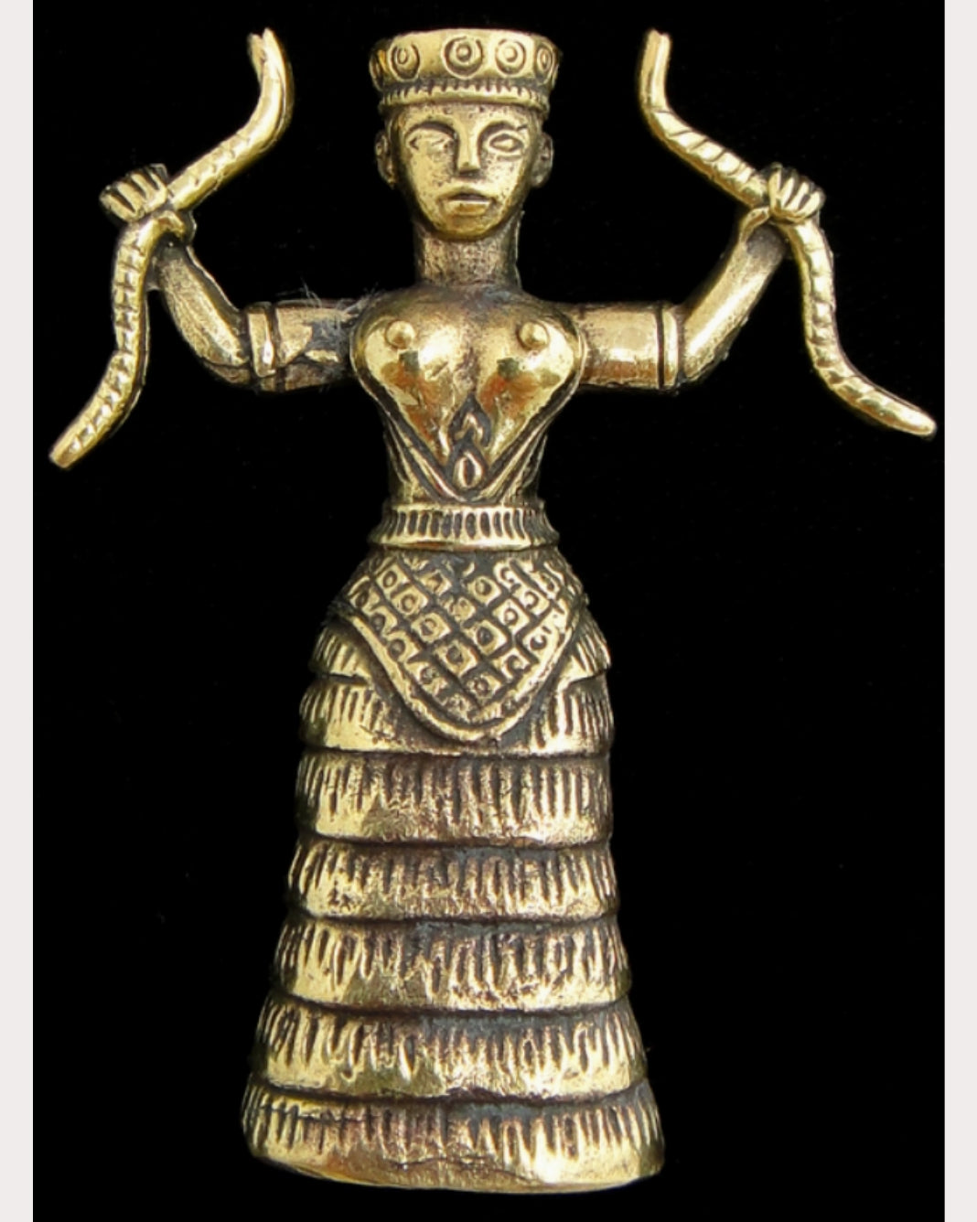 Brass Snake Goddess Statuette