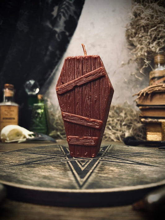 Small Wood Coffin Candle
