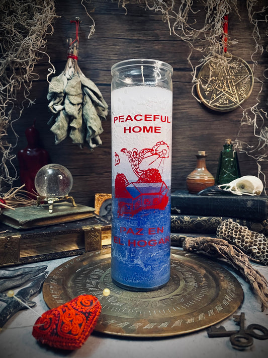 Peaceful Home White/Blue 7 Day Candle