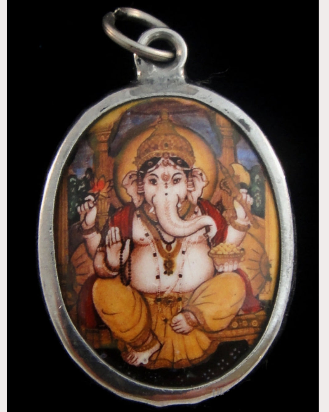 Enthroned Ganesh Enamel Pendant