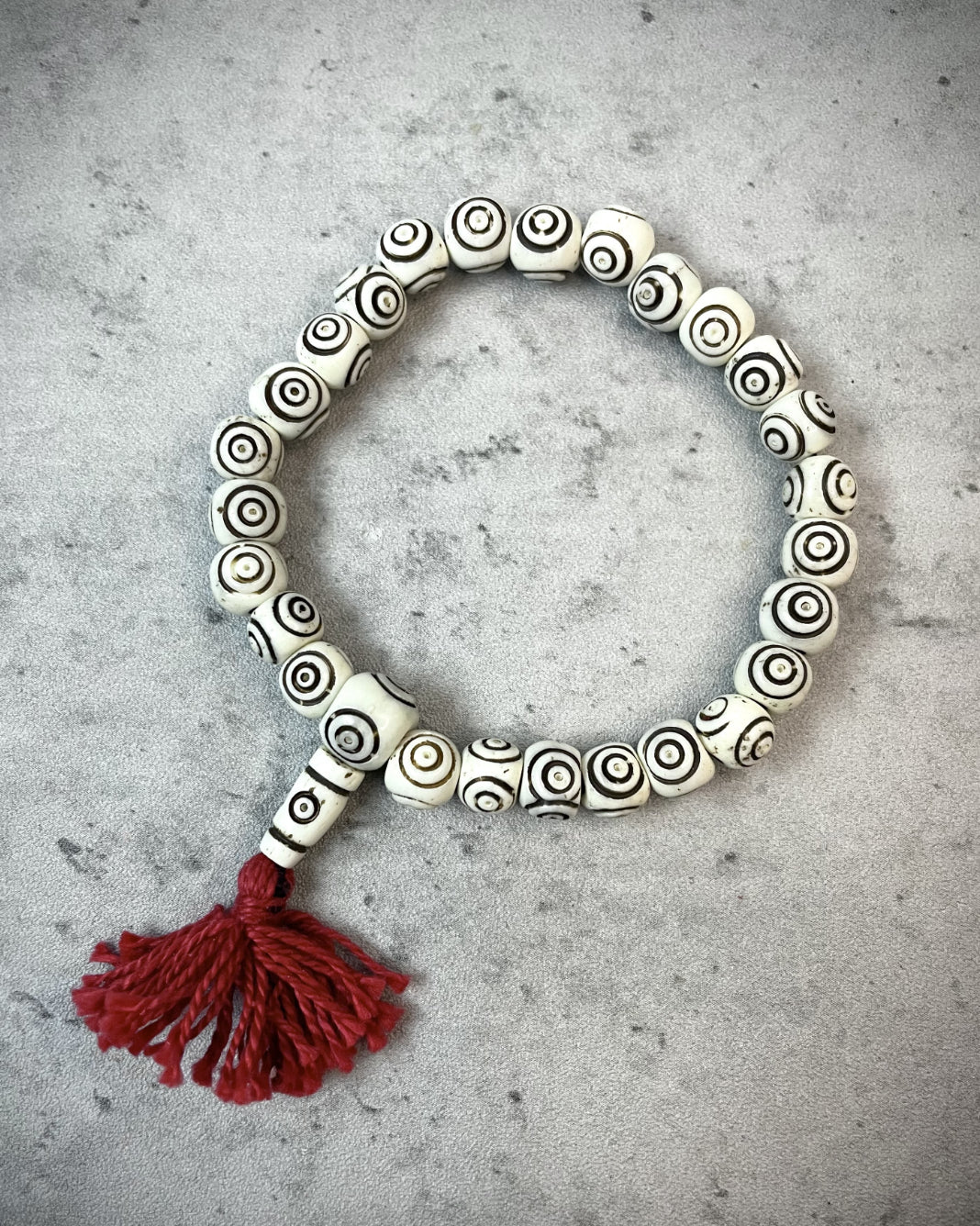 Bullseye Bone Bead Mala Bracelet