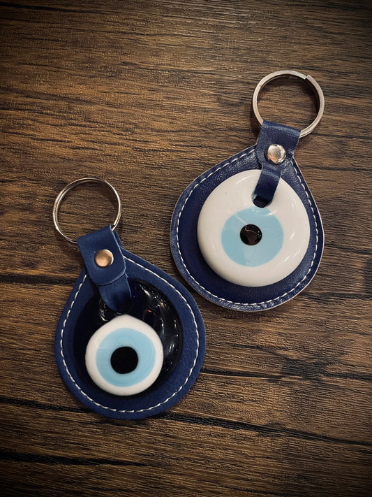 Leather Evil Eye Keychain